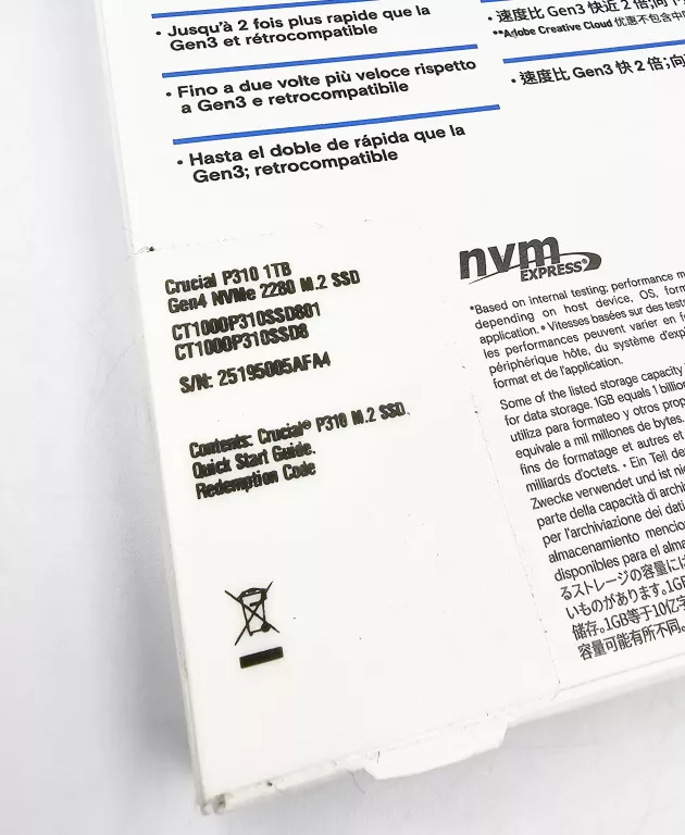 DYSK SSD CRUCIAL P310 1TB M.2 2280 PCI-E X4 GEN4 NVME CT1000P310SSD8