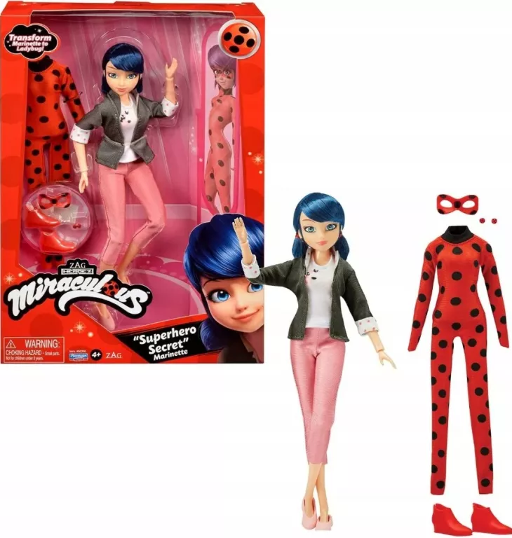 LALKA LADYBUG I MARINETTE BIEDRONKA I CZARNY KOT MIRACULOUS
