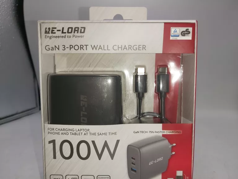 ŁADOWARKA RE-LOAD 100W 3-PORTY CZARNA KOMPLET