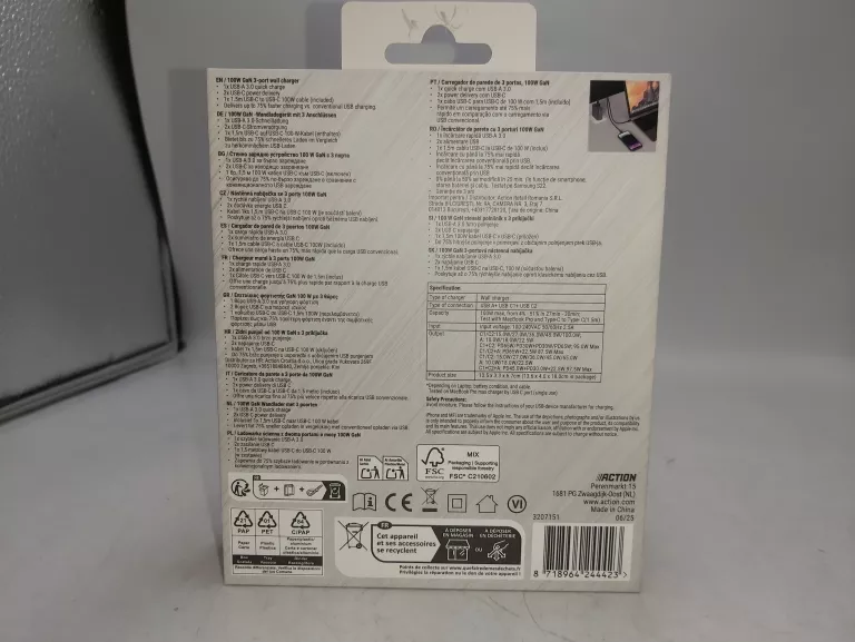 ŁADOWARKA RE-LOAD 100W 3-PORTY CZARNA KOMPLET