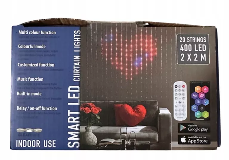 INTELIGENTNA KURTYNA ŚWIETLNA, PROGRAMOWALNE DIODY NA KAŻDĄ OKAZJE 2X2M 40