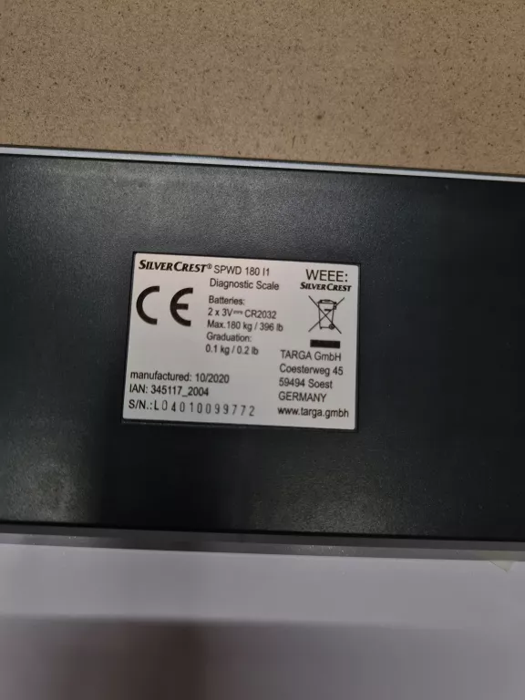 WAGA ŁAZIENKOWA SILVERCREST SPWD 180 I1