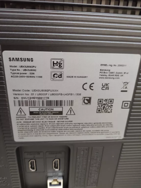 TELEWIZOR SAMSUNG U8000F 4K SMART TV UE43U8092FU