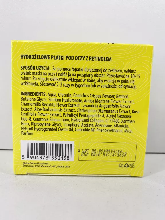 CLAVIER BRIGHT LOOK ŻELOWE PŁATKI POD OCZY RETINOL 60 SZT