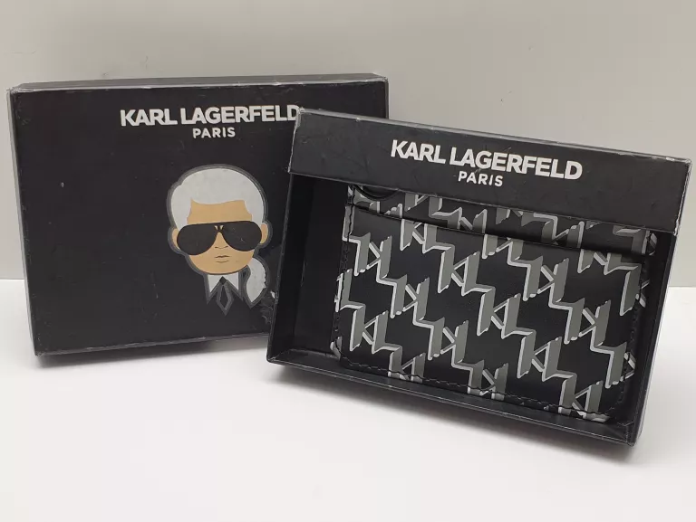 KARL LAGERFELD ETUI NA KARTY SKÓRA EKOLOGICZNA PORTFEL CZARNY