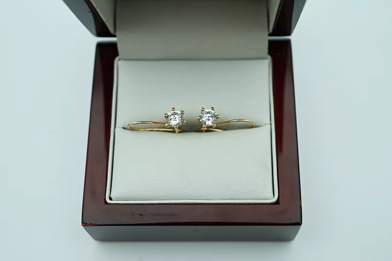 PIĘKNE ZŁOTE KOLCZYKI [585] 2,00G CYRKONIE