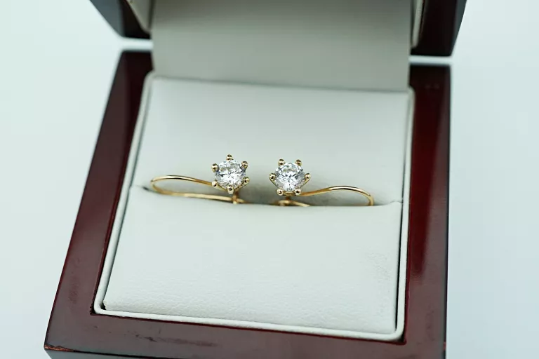 PIĘKNE ZŁOTE KOLCZYKI [585] 2,00G CYRKONIE