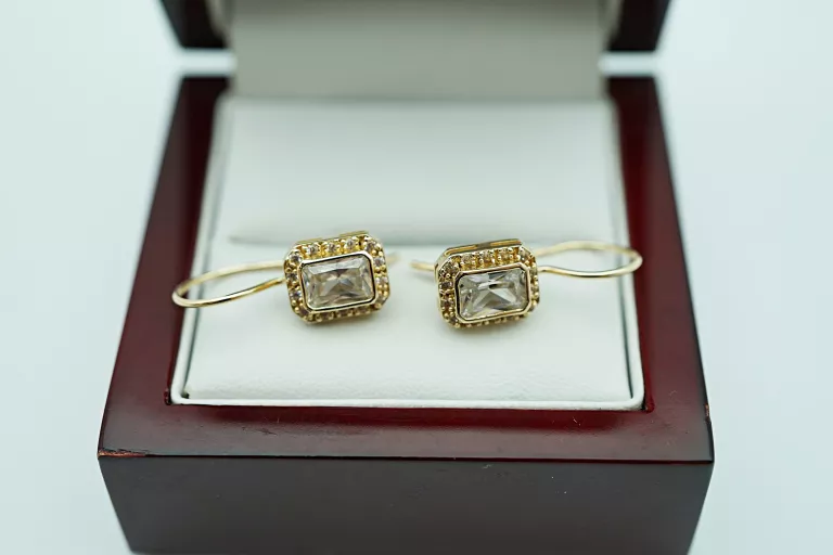 PIĘKNE ZŁOTE KOLCZYKI [585] 3,60G CYRKONIE