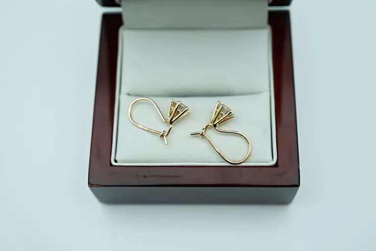 PIĘKNE ZŁOTE KOLCZYKI [585] 2,00G CYRKONIE