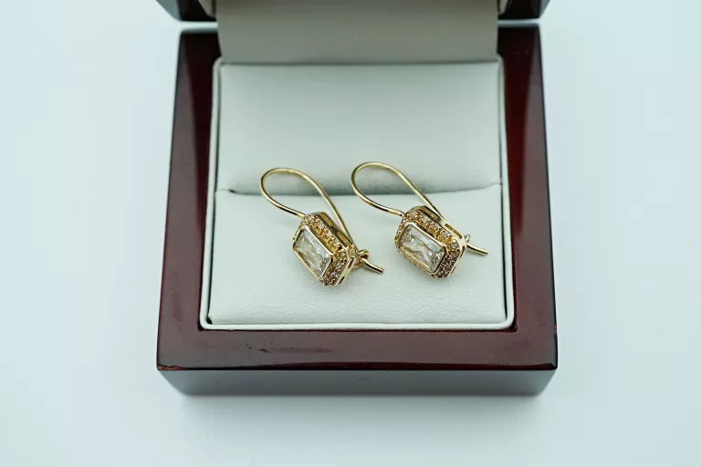 PIĘKNE ZŁOTE KOLCZYKI [585] 3,60G CYRKONIE