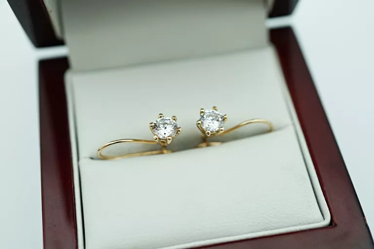 PIĘKNE ZŁOTE KOLCZYKI [585] 2,00G CYRKONIE