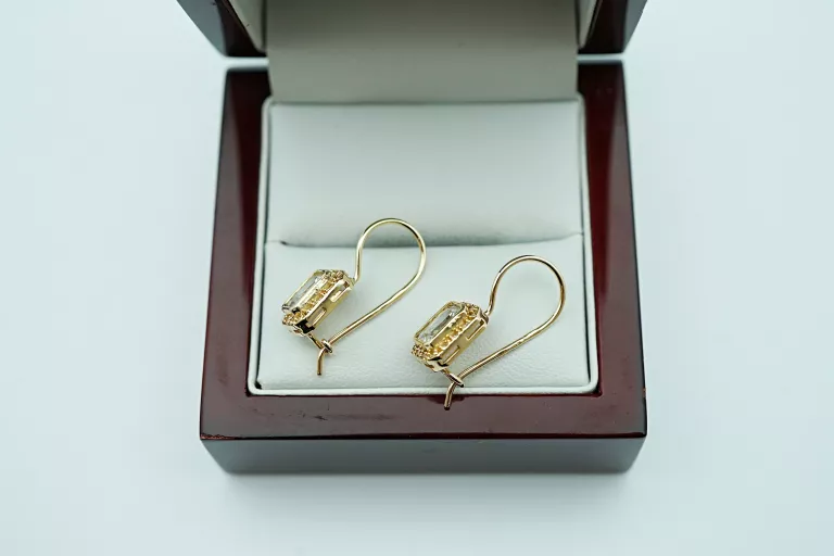 PIĘKNE ZŁOTE KOLCZYKI [585] 3,60G CYRKONIE