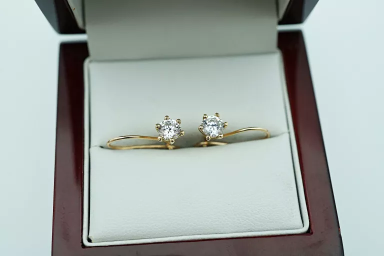 PIĘKNE ZŁOTE KOLCZYKI [585] 2,00G CYRKONIE