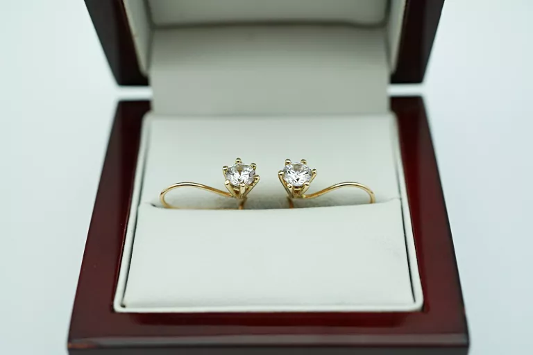 PIĘKNE ZŁOTE KOLCZYKI [585] 2,00G CYRKONIE