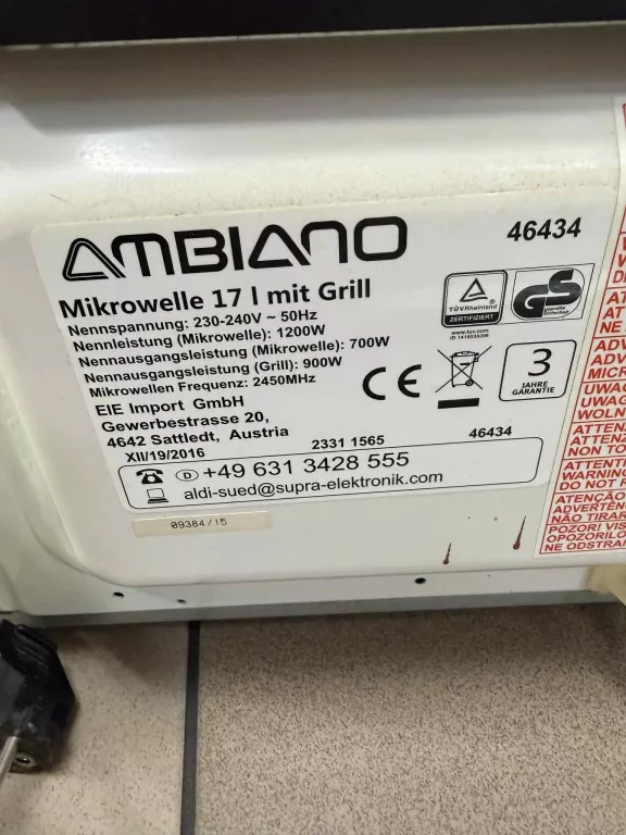 KUCHENKA MIKROFALOWA AMBIANO 46434