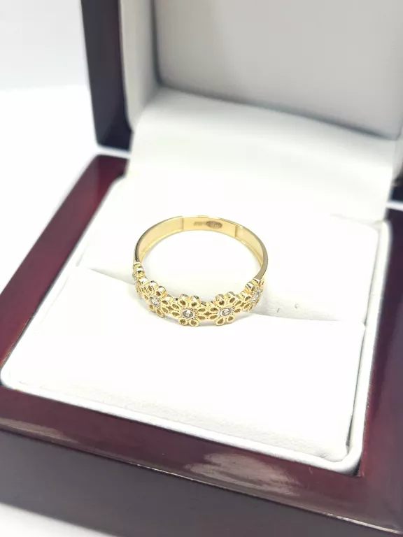 NIENOSZONY ZŁOTY PIERSCIONEK KWIATKI P585 1,32G R14