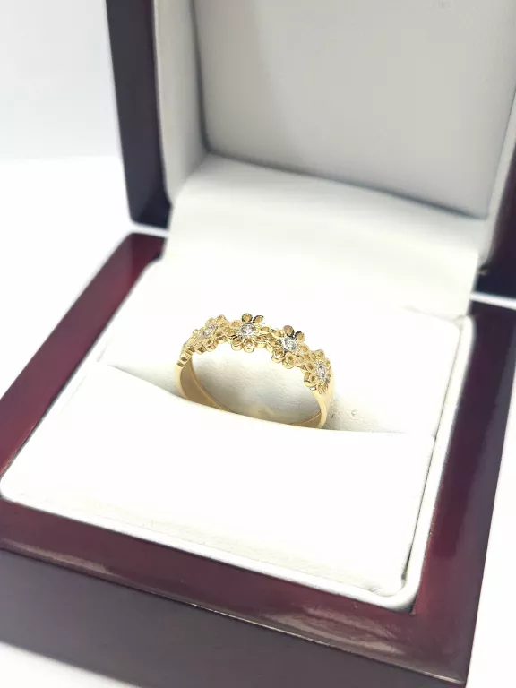 NIENOSZONY ZŁOTY PIERSCIONEK KWIATKI P585 1,32G R14