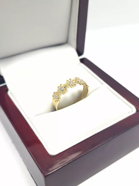 NIENOSZONY ZŁOTY PIERSCIONEK KWIATKI P585 1,32G R14