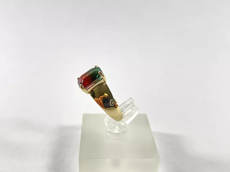 NIENOSZONY ZŁOTY PIERŚCIONEK 585 2,51G R16 KOLOROWE OCZKO