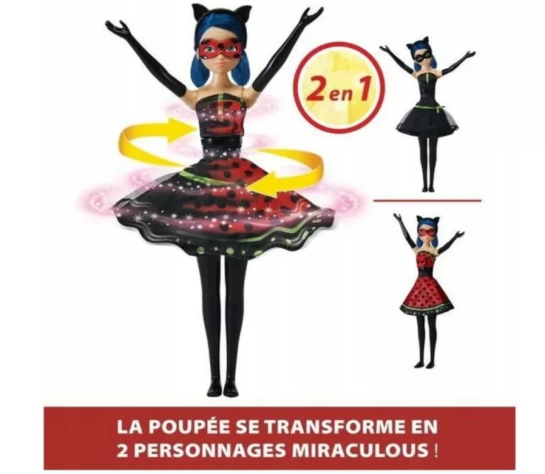 LALKA MIRACULOUS - TRANSFORMACJA-LALKA,KTÓRA PRZEKSZTAŁCA SIĘ W CZARNĄ DAM