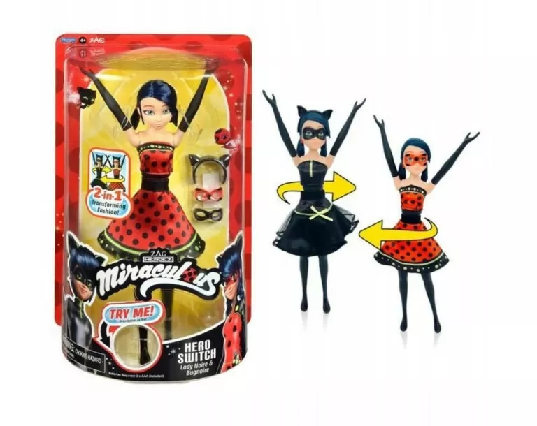 LALKA MIRACULOUS - TRANSFORMACJA-LALKA,KTÓRA PRZEKSZTAŁCA SIĘ W CZARNĄ DAM