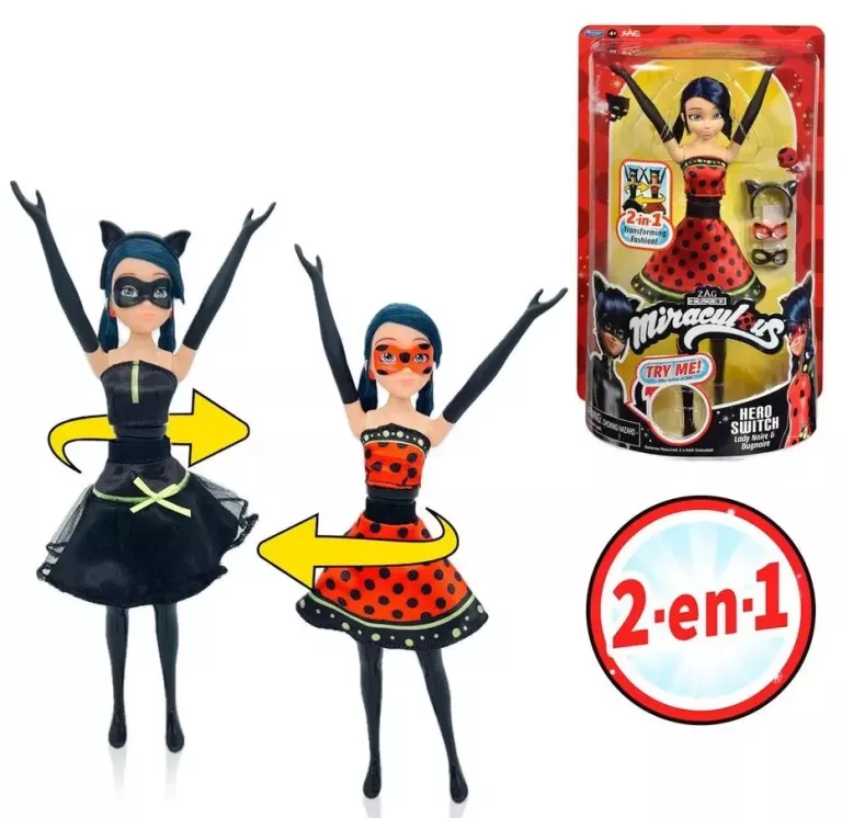 LALKA MIRACULOUS - TRANSFORMACJA-LALKA,KTÓRA PRZEKSZTAŁCA SIĘ W CZARNĄ DAM