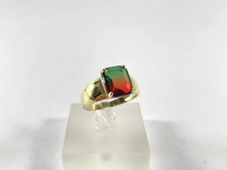 NIENOSZONY ZŁOTY PIERŚCIONEK 585 2,51G R16 KOLOROWE OCZKO