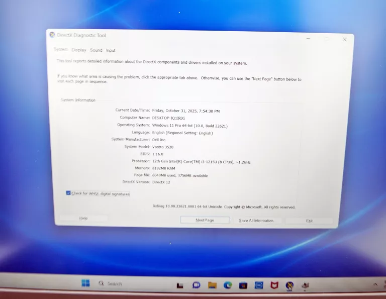 LAPTOP DELL VOSTRO 3520 I3-1215U 12 GENERACJA/8GB DDR4/SSD 256GB