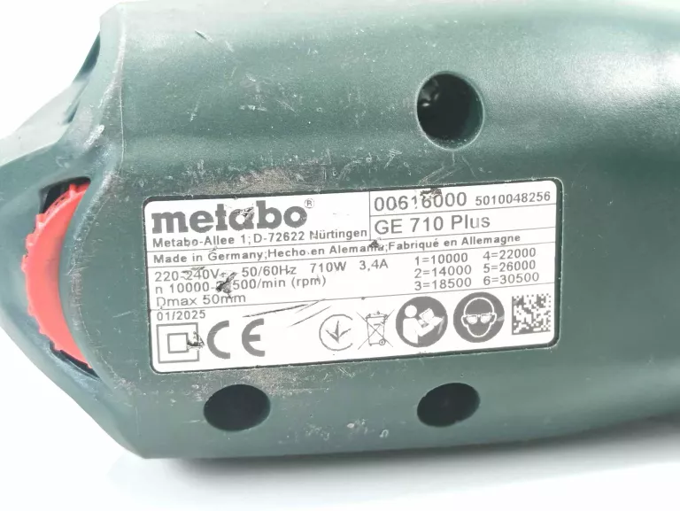 SZLIFIERKA PROSTA METABO GE 710 PLUS 12/2020
