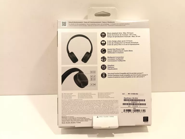 SŁUCHAWKI NAUSZNE SONY WH-CH520 BLUETOOTH CZARNE