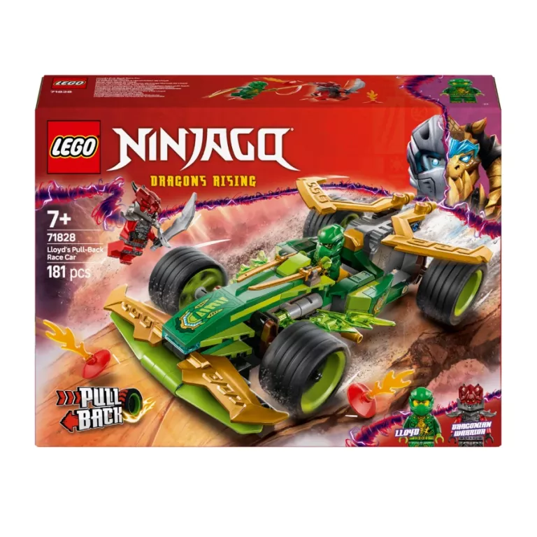 LEGO NINJAGO SAMOCHÓD WYŚCIGOWY LLOYDA Z NAPĘDEM TYPU PULL-BACK 71828