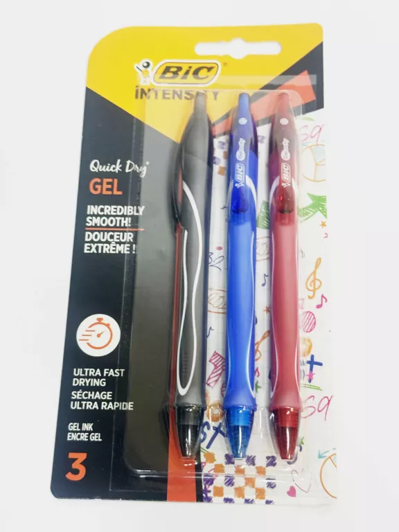DŁUGOPIS ŻELOWY GEL-OCITY QUICK DRY BIC MIX AST BLISTER 3 KOLORY