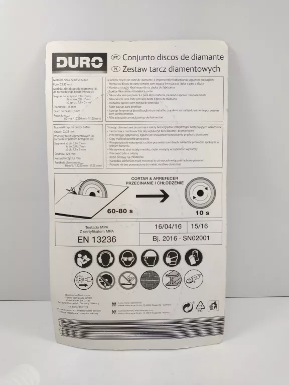 DURO ZESTAW TARCZ DIAMENTOWYCH