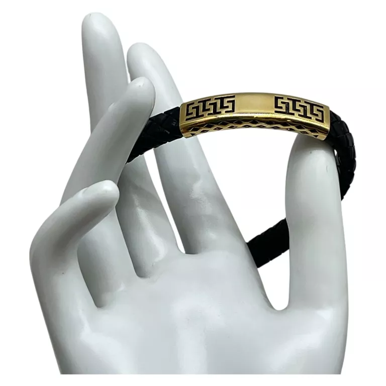 ZŁOTA BRANSOLETKA NA RZEMYKU AU585 | R. 22 | 4,96 G