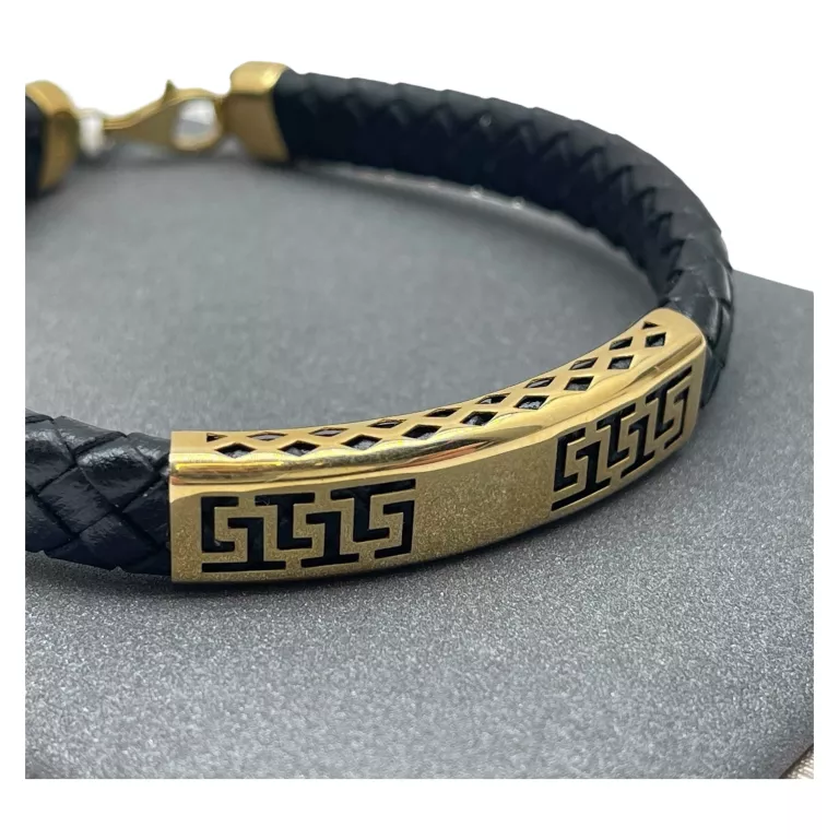 ZŁOTA BRANSOLETKA NA RZEMYKU AU585 | R. 22 | 4,96 G