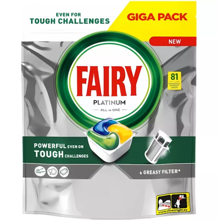 KAPSUŁKI DO ZMYWARKI FAIRY PLATINUM ALL IN ONE 81 SZT LEMON