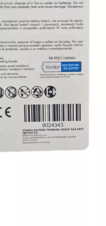BATERIA AAA VONIKO 6SZT