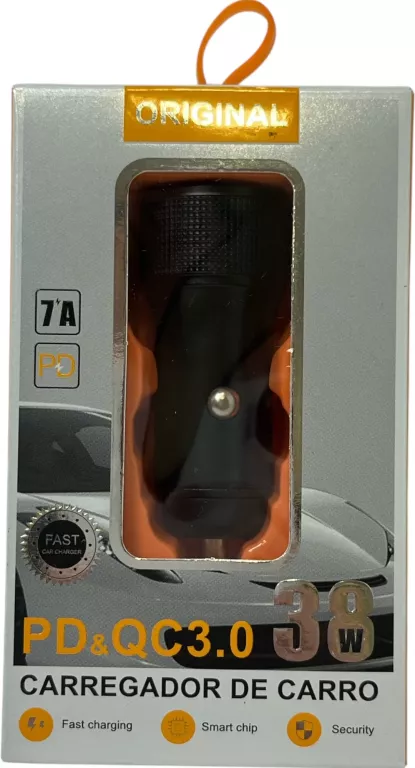 ŁADOWARKA SAMOCHODOWA Z WYŚWIETLACZEM 38W USB | USB-C