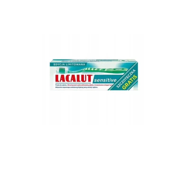 LACALUT SENSITIVE PASTA DO ZĘBÓW 75 ML + SZCZOTECZKA MIĘKKA ZIELONA