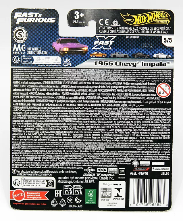 AUTKO HOT WHEELS PREMIUM FAST AND FURIOUS 1966 CHEVY IMPALA (JBL95)