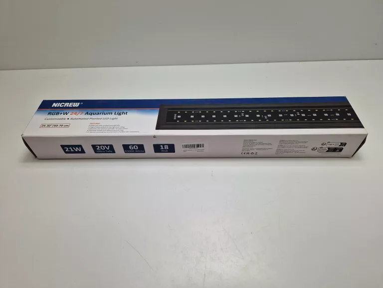 NICREW RGB+W 24/7 ŚWIATŁO AKWARIOWE Z PILOTEM I FUNKCJĄ TIMERA 60-70CM