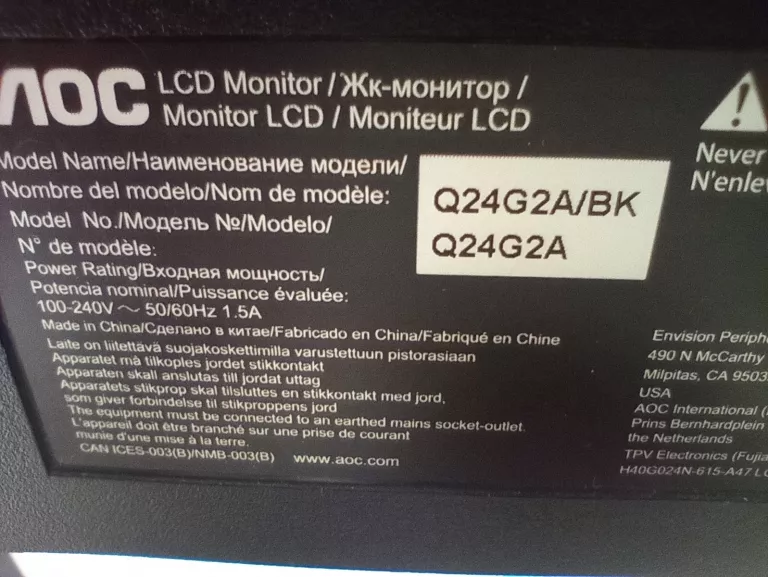 AOC Q24G2A  MONITOR /KPL/