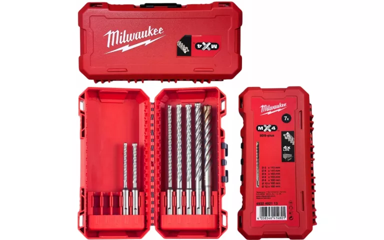 WIERTŁA DO BETONU SDS PLUS 4-OSTRZOWE MILWAUKEE ZESTAW 7 SZT 5-12 MM