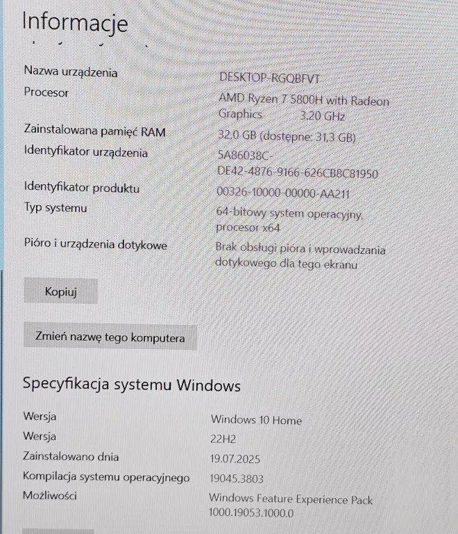 LAPTOP HP OMEN 16-C0114NM + ŁADOWARKA + PUDEŁKO