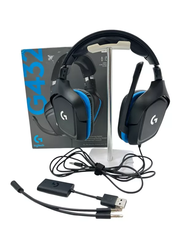 SŁUCHAWKI LOGITECH G432 CZARNO-NIEBIESKIE