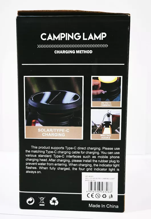 LED LAMPA TURYSTYCZNA Z SOLAREM W STARYM STYLU
