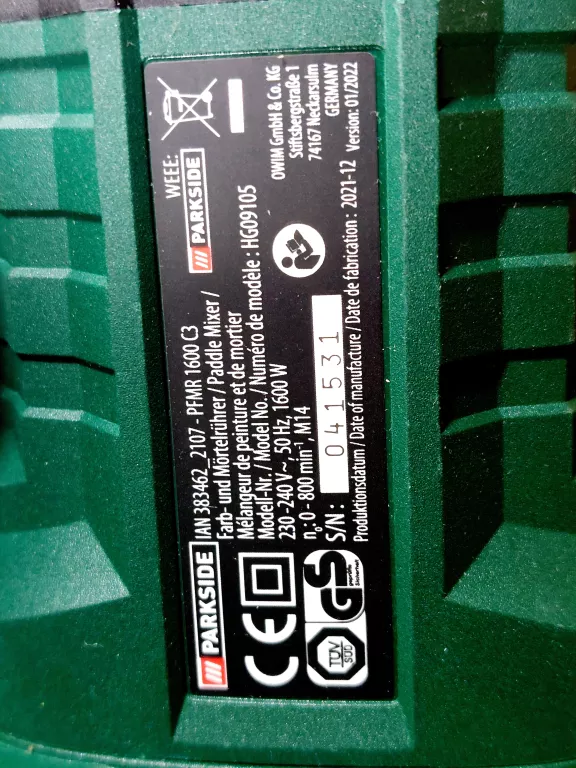 MIESZADŁO PARKSIDE PFMR 1600 C3 #STAN FABRYCZNY