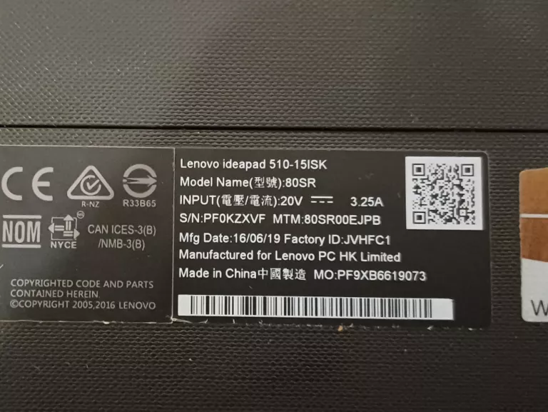 LAPTOP LENOVO IDEAPAD 510-15ISK