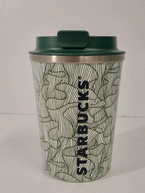 KUBEK STARBUCKS METAL 355 ML ZIELONY W LIŚCIE NISKI