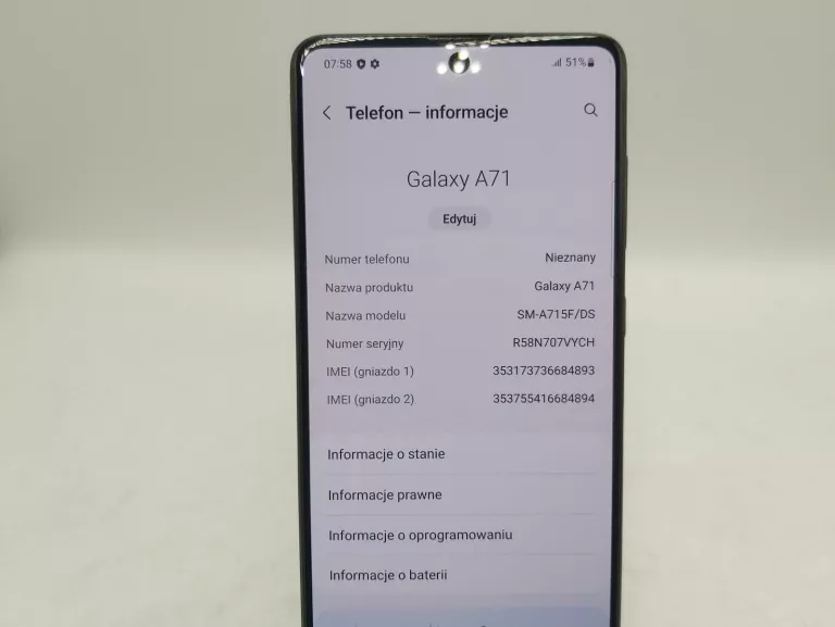 TELEFON SAMSUNG GALAXY A71 6/128GB, BEZ SIM!!!